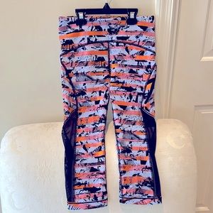 Lululemon multicolor crop leggings with mesh detail size 2